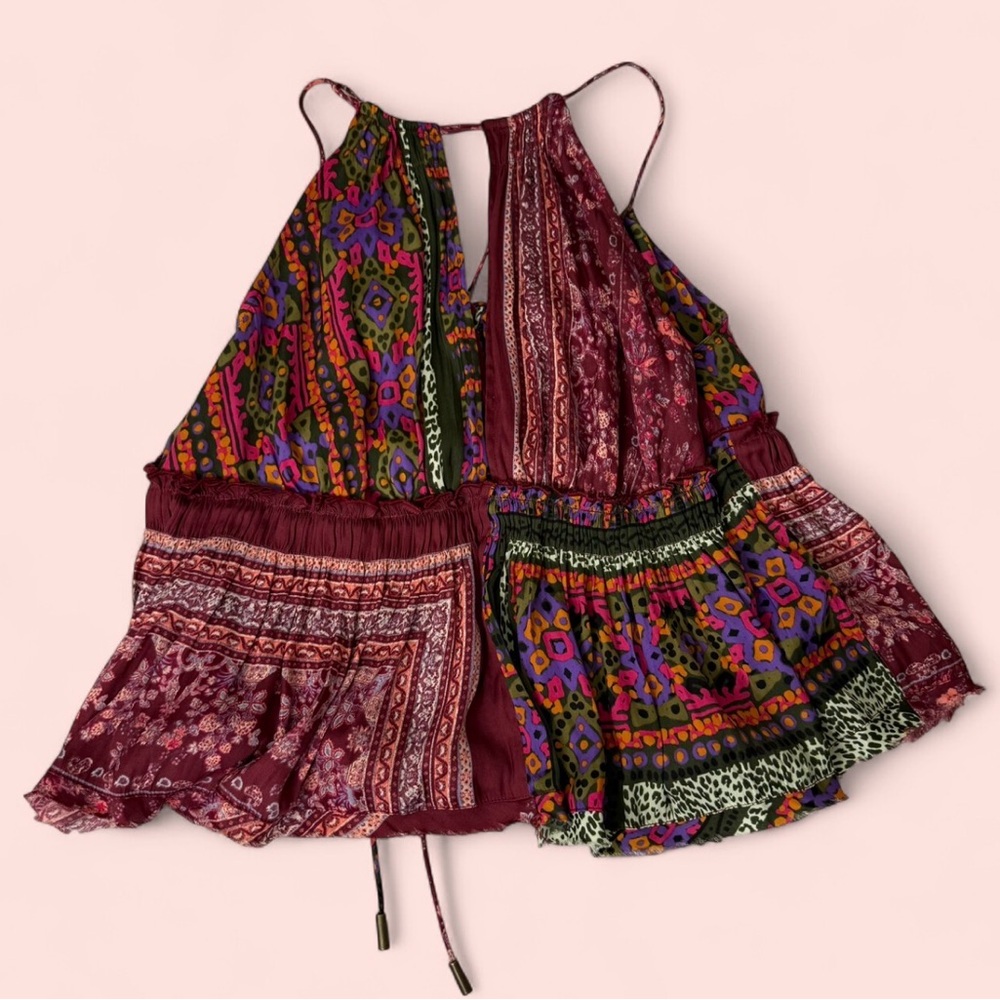 Free People Colorful Boho Print Top